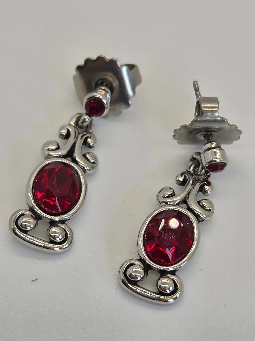 NWT Lia Sophia Silver-Tone Necklace & Earrings with Red Stones